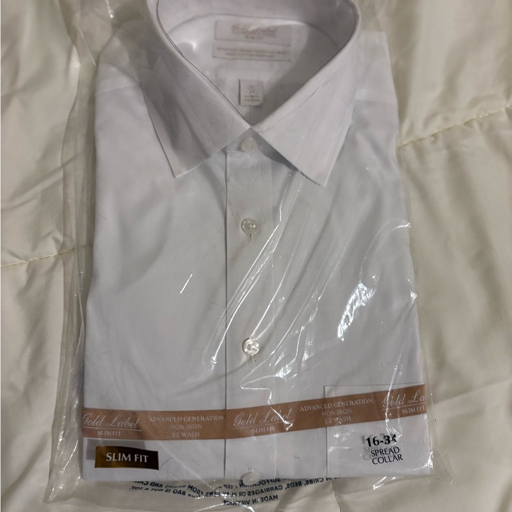 Gold Label Men's Slim Fit White Dress Shirt